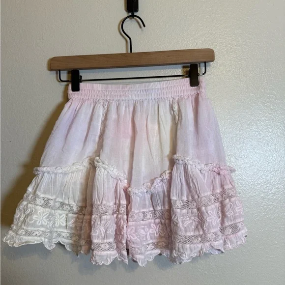 loveshackfancy floral lace pink and yellow skirt - Picture 3 of 7